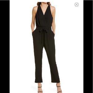 NWT LULUS Black In The City Surplice Sleeveless Jumpsuit/Romper